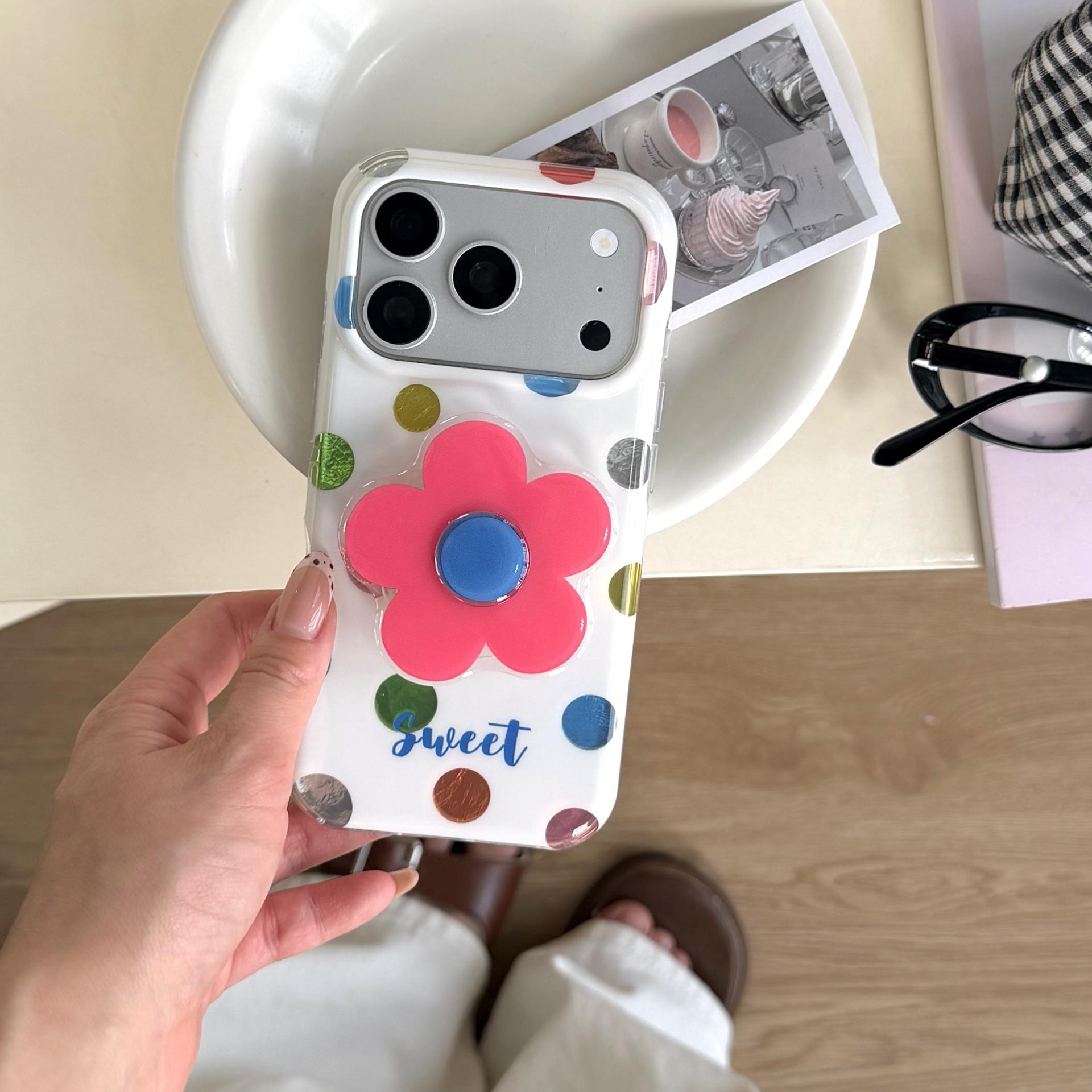 

iPhone 16 Pro Max Iridescent Flower Stand Case - Summer Color for Girls (17/15 PM) iPhone 16 Pro Max