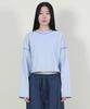 Deumakeu Color Stitch Maxi Crop T-Shirt Sky Blue
