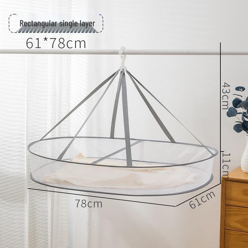 Three-Tier Windproof Folding Sweater Drying Rack Basket