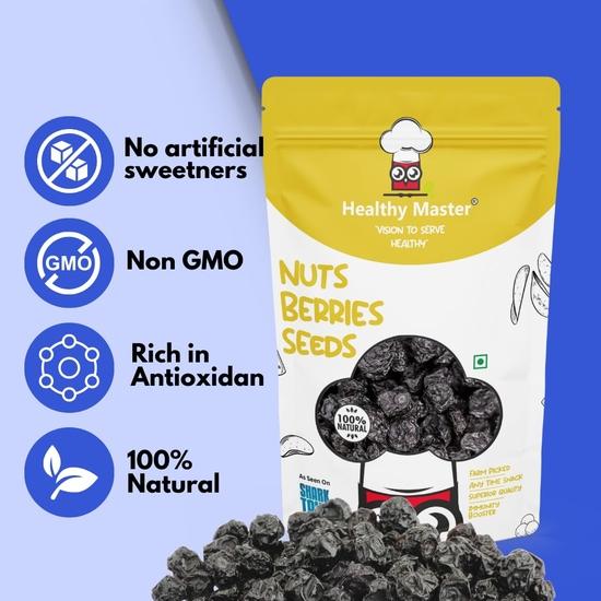 HEALTHY MASTER Blue Berry-250 Gm | Naturally Premium Dried Berries | Vitamin Rich Blue Berries | Healthy Snack | Blueberry Dry Fruit