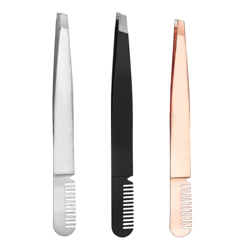 Eyelid Stickers Pliers Eyelashes Extension Clip Nail Rhinestones Picker Eyebrow Tweezers with Comb