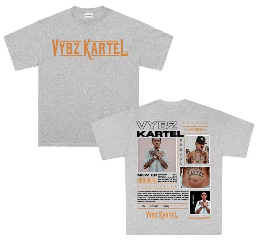 Rapper Vybz Kartel Tour 2026 Album Graphic TShirt Unisexs Fashion High Quality Cotton Tshirt Vintage Oversized Short Sleeve Tees