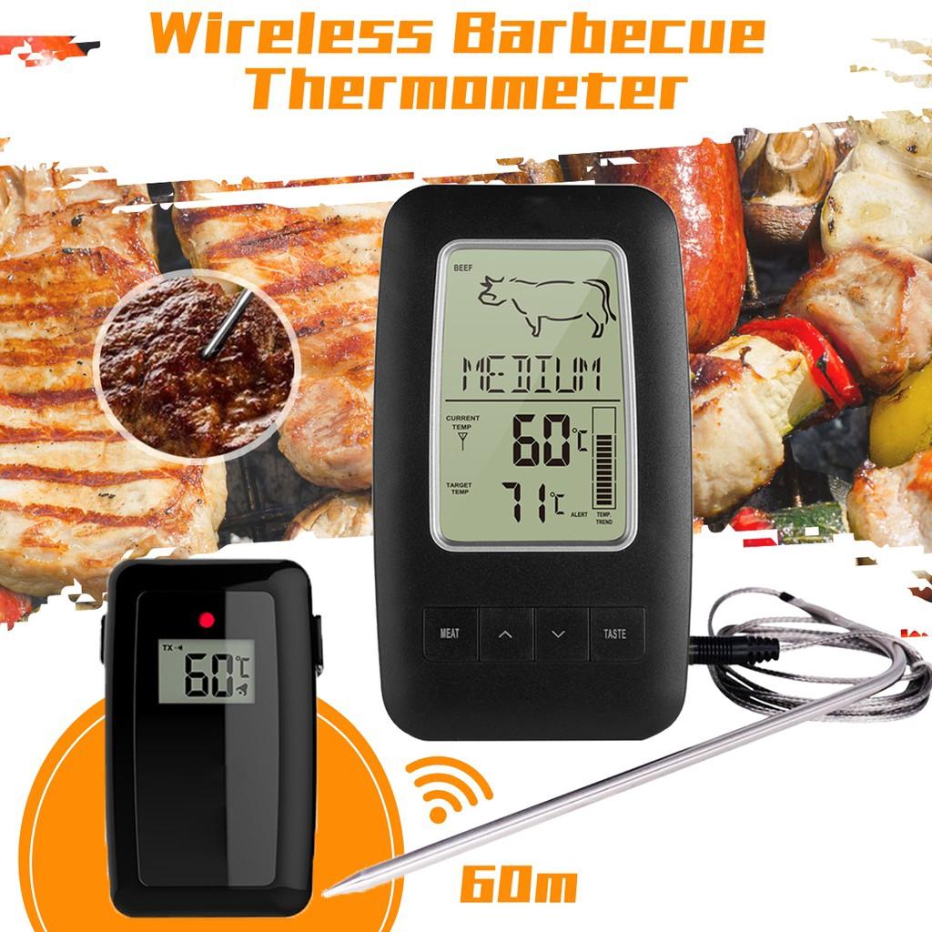 Kitchen Cooking Grill Smoker Meat Thermometer with Probe & Timer Temperature Alarm Thermometer New
