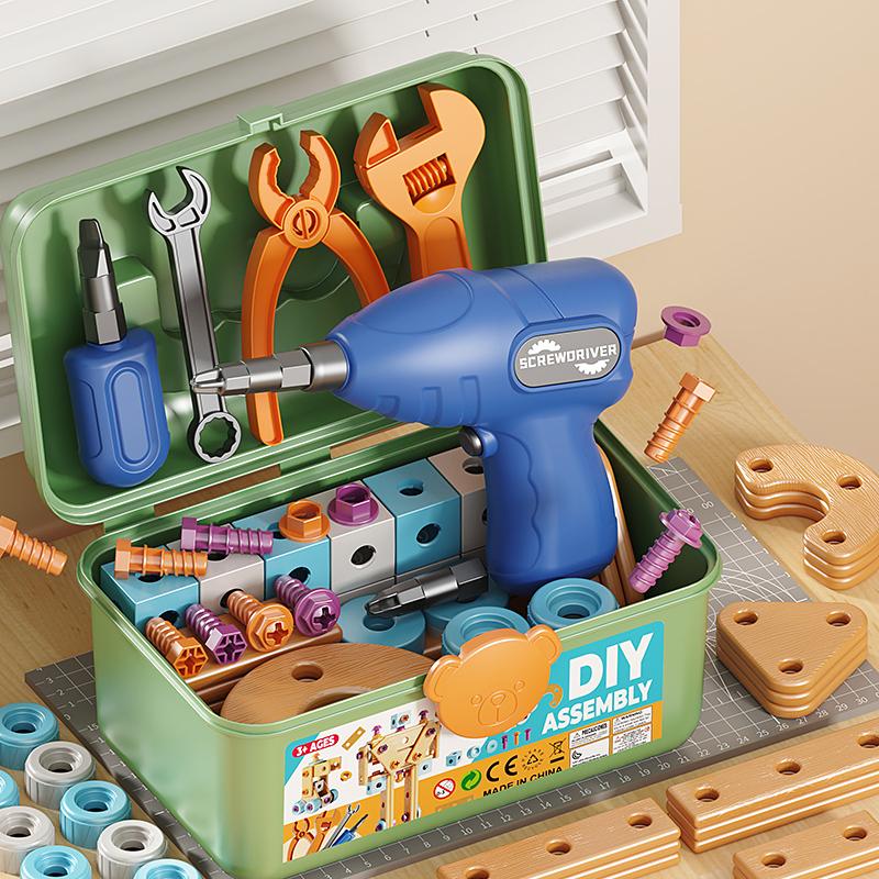 Fai da te Dado Mano Smontaggio Montaggio Puzzle Avvitamento Simulato Cassetta degli Attrezzi Giocattolo Educativo Precoce per Bambini Giocattoli Blocchi ad Inserimento di Forme per Ragazzi