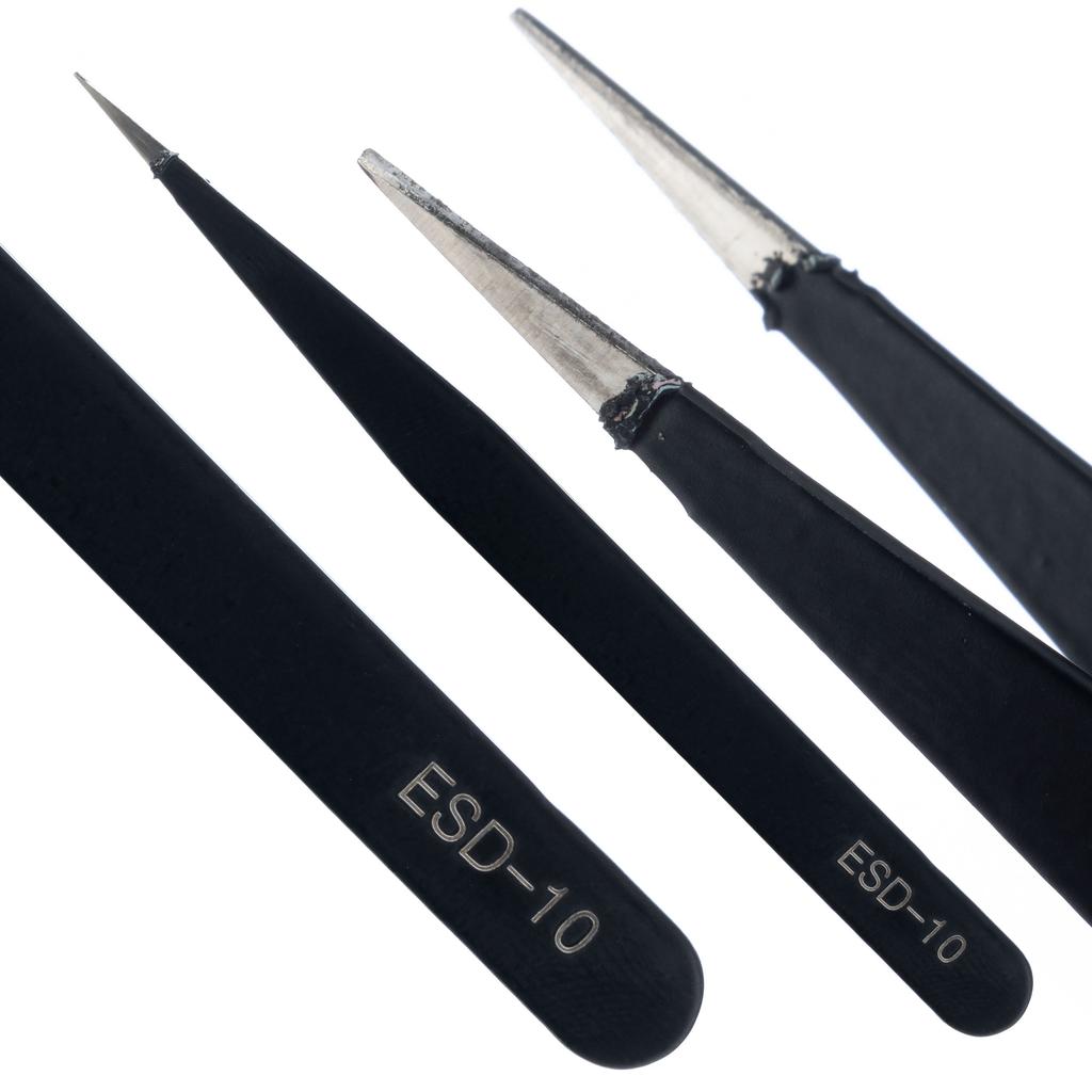 Set Of 10 Precision Tweezers In A Case