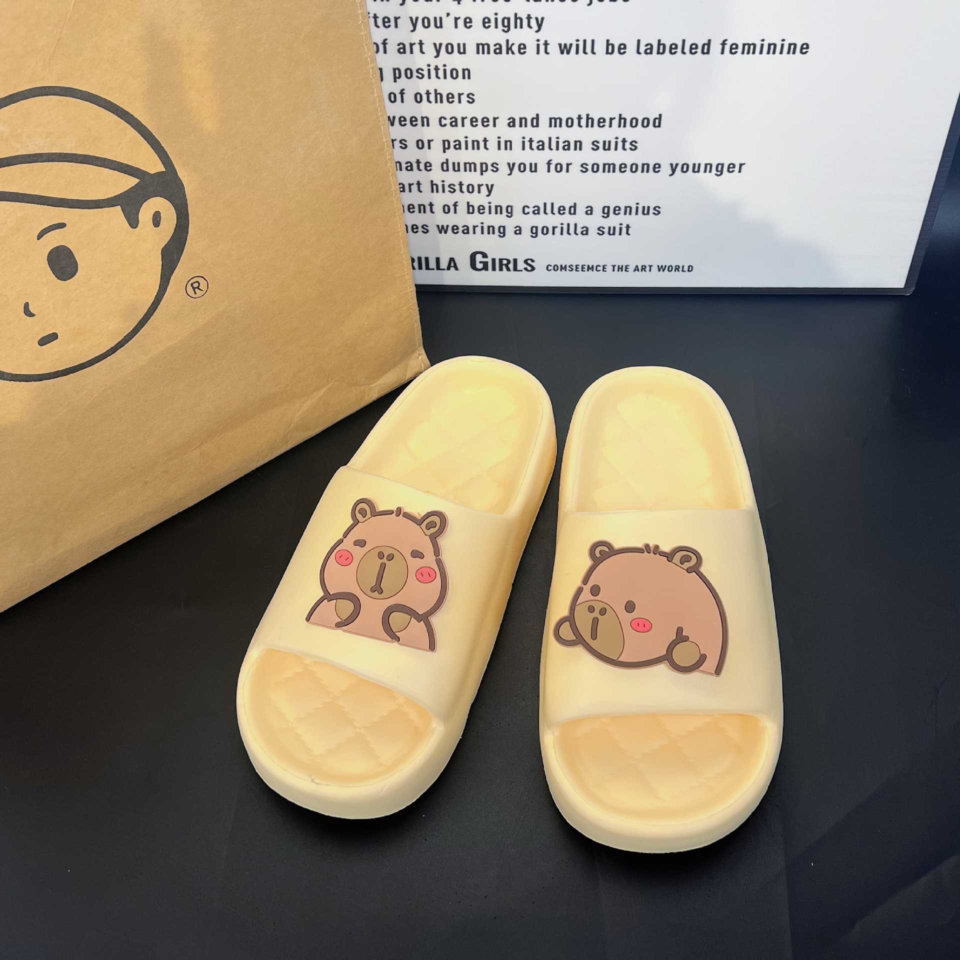 

Женские тапочки, шлепанцы, ванная комната, пляж, домашние сандалии, летние тапочки, обувь для пар 36-37 жёлтый