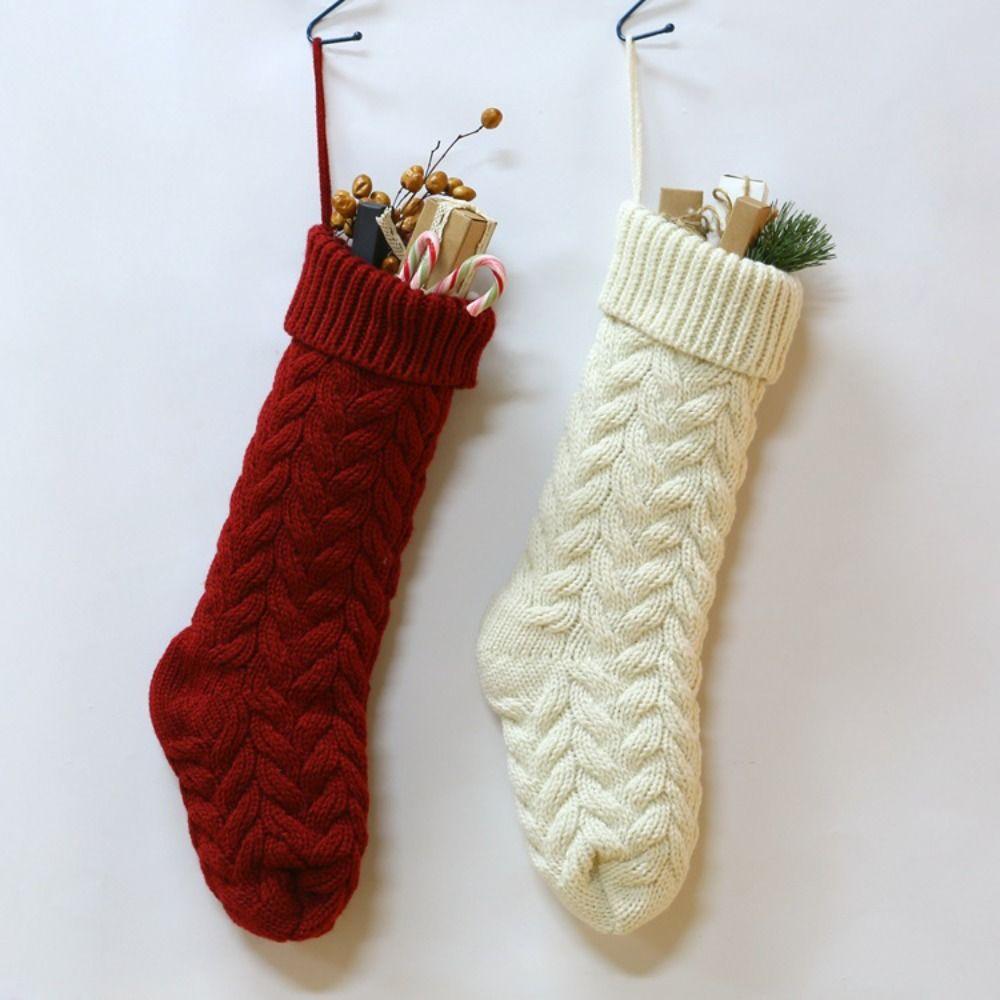 Knitting Christmas Stockings Home Decor Children's Gift Bag Xmas Gift Bag Christmas Party 18