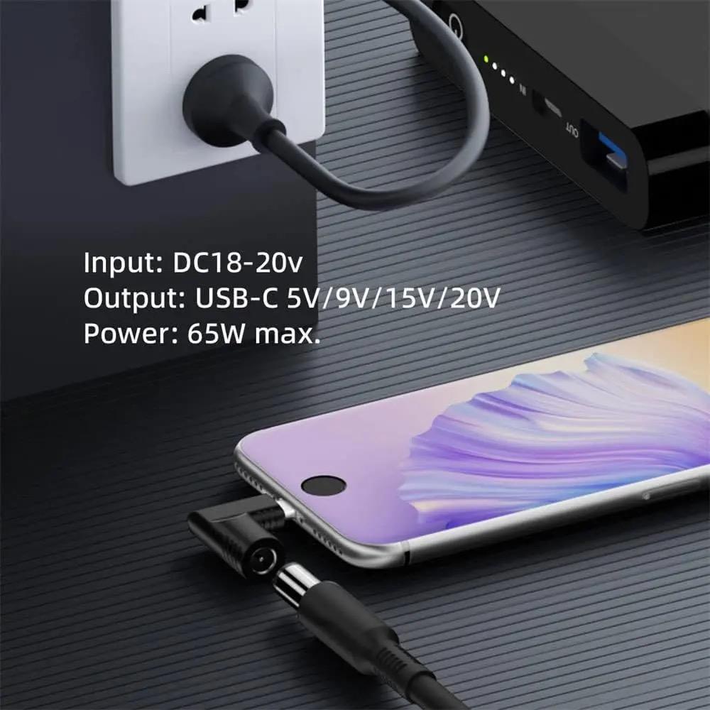65W DC to USB C PD Power Adapter Converter 5.5X2.5 7.4X5.0 4.5X3.0mm Laptop Charger to Type C Connector for Xiaomi Samsung