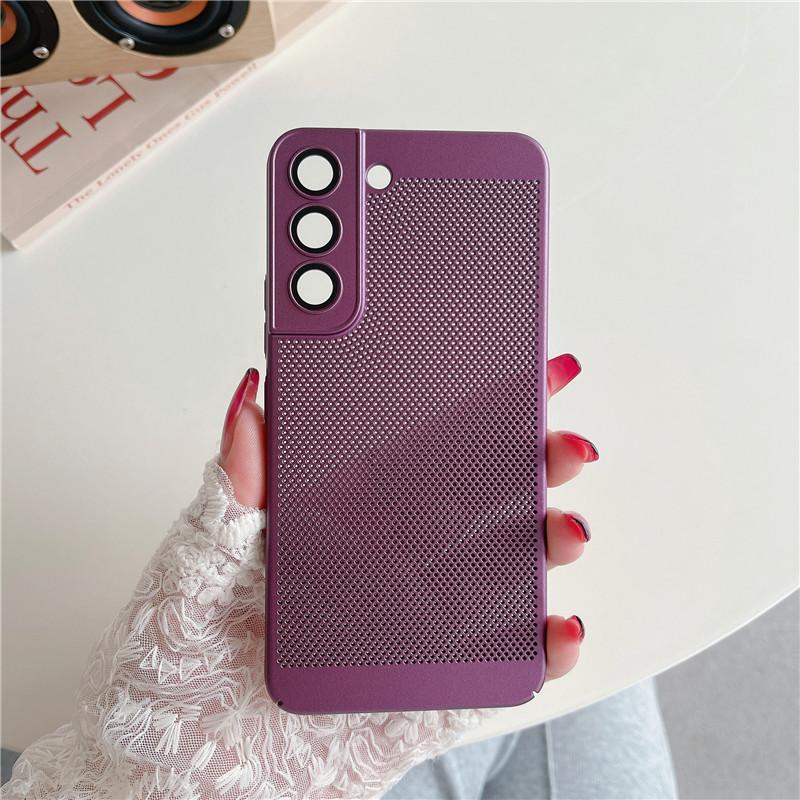 

Чехол с полным покрытием, рассеивающий тепло, с пленкой для объектива для Samsung Galaxy S22 S21 Plus, ультра дышащая охлаждающая сетка, жесткий корпус из ПК S22 Ultra вино красного