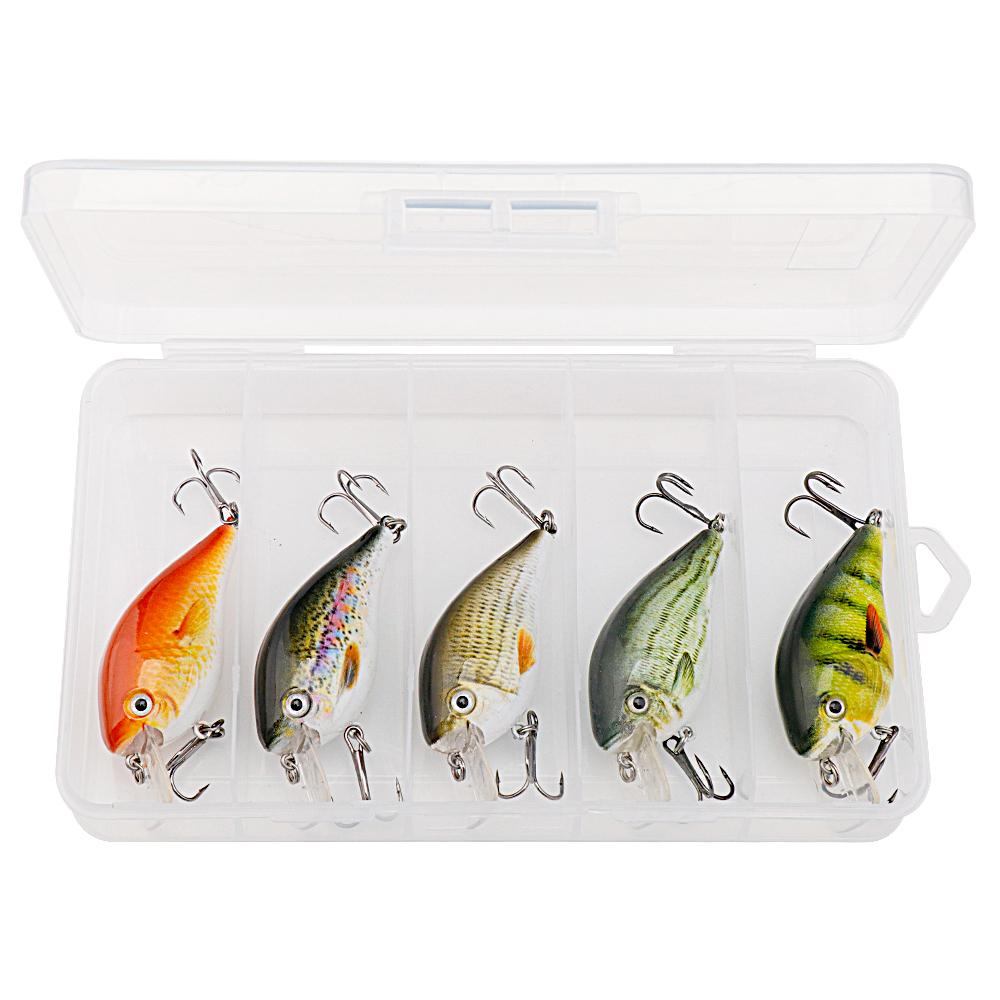 5pcs 6cm 12g Crankbaits Fishing Lure Set Floating Pike Wobblers Artificial Bait Kit Fishing Tackle Set of Rattling Baits