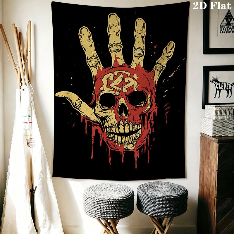 Skull with Bloody Hand Pattern Home Decor Tapestry, Wall Hanging, Decorative RV Wall Cloth.MGT0918387