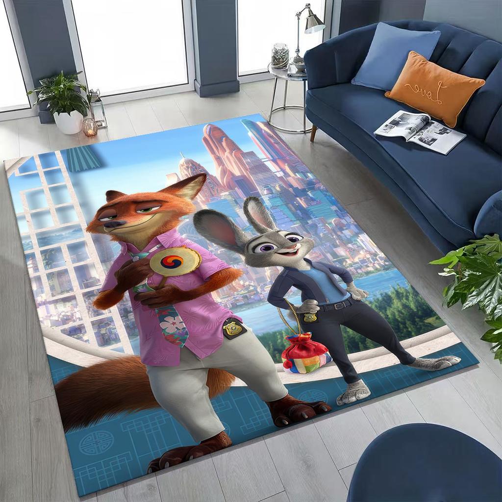 27 Style Zootopia Judy Nick Cartoon Rug for Bedroom Living Room Sofa Home Doormat Decor, Large Kids Non-slip Floor Mat Gift