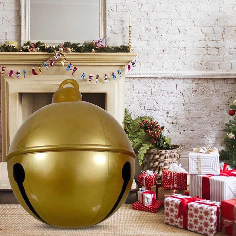 Cartoon Christmas Inflatable Balloon Large Xmas Toy Balls Cartoon Christmas Bell Balloon  New Year