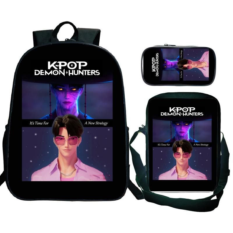 3tlg KPop Dämonenjäger Rucksäcke Huntrix Mädchen Kinder Studenten Schultaschen Zoey Rumi Mira Saja Jungen Kinder Schultaschen Unisex Mochila