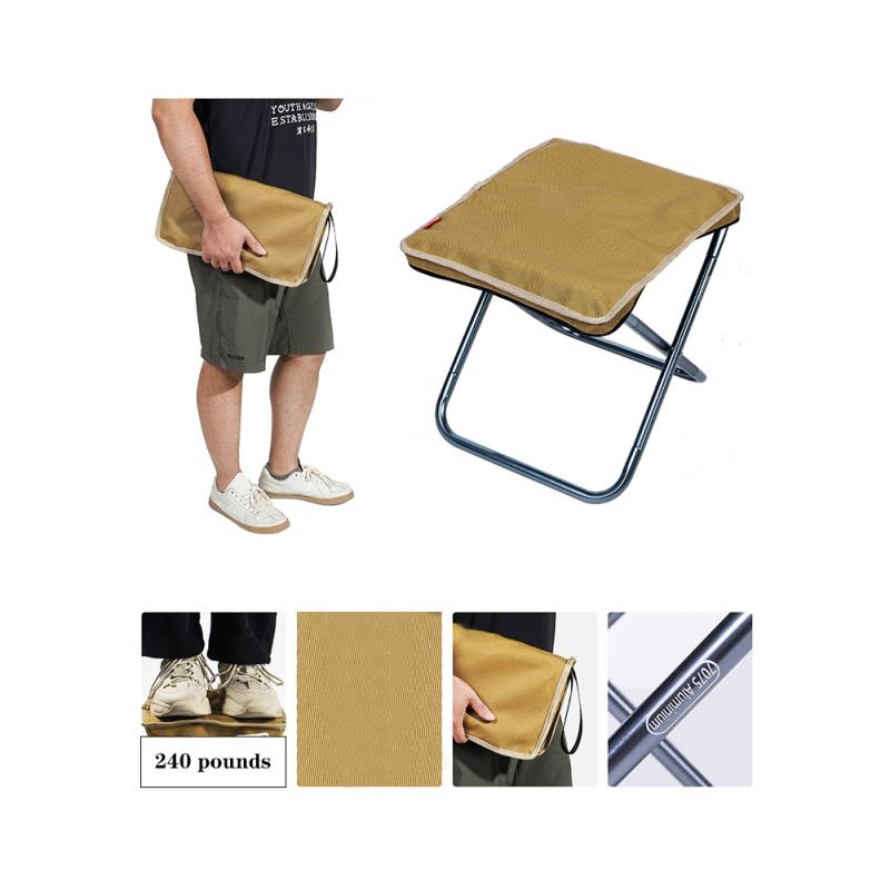 Кемпинговый табурет, максимальный вес 265 фунтов, легкий складной табурет на молнии, алюминиевый сплав хаки