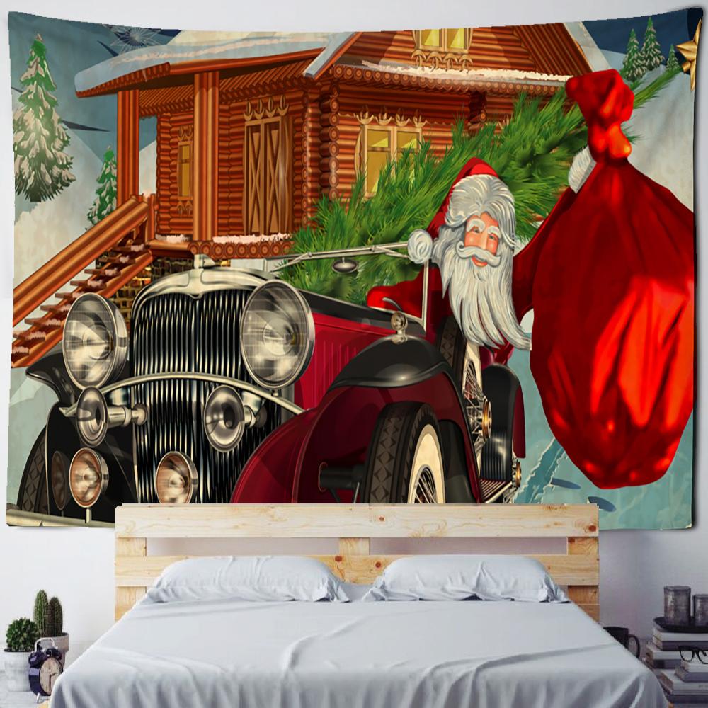 

Санта-Клаус, украшение для камина, гобелен с принтом, украшение для дома, гостиной, спальни, стены, подвесной гобелен из полиэстера 100x75cm