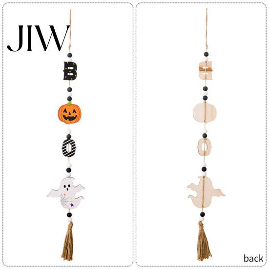 Festive Wall Hanging for Living Room Halloween Beaded Sign, Witch Pumpkin Bat Pendant Garland Decorative Bead Strings Parties Door, Spooky Home Party