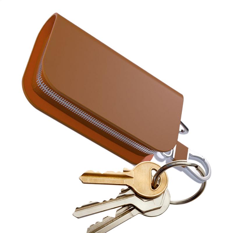 Leather Car Key Fob Holder Organizer Pouch Split Luxury Anti-Theft Remote Entry Smart Fob Case Bag With Zipper for Women Men