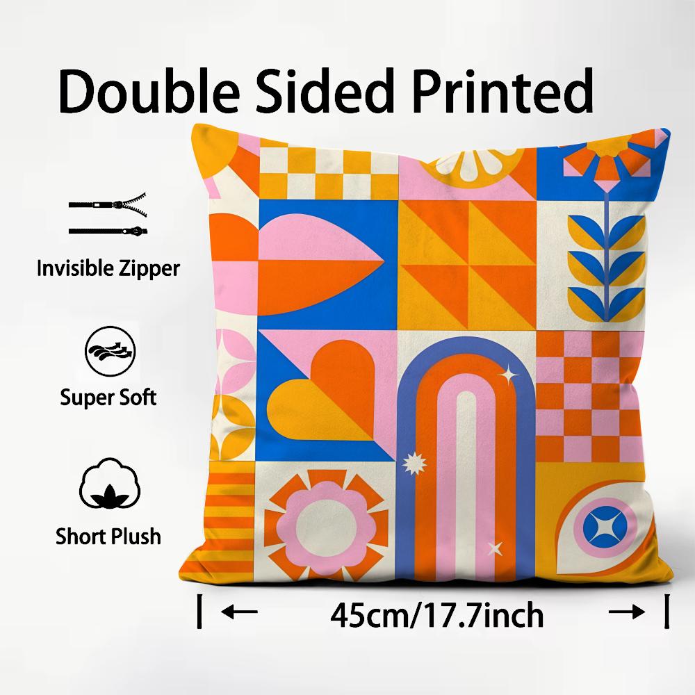 Geometric Patterns Luxury Cushion Cover Plush Fabric Soft DoubleSided Printed Sofa Warm Winter Home Child Gift Pillow Case