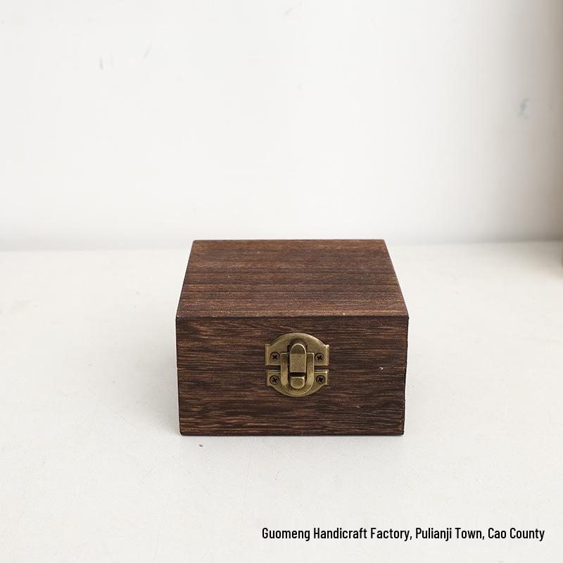 In-Stock Paulownia Wood Retro Flip-Top Rectangular Storage Box