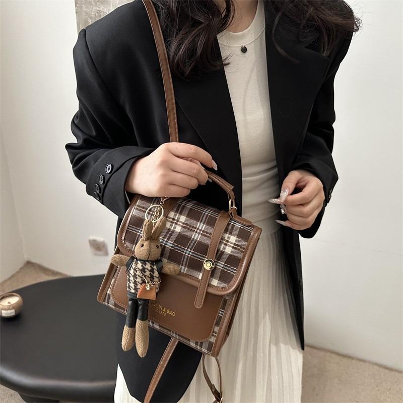 Retro Contrasting Color Fashion Student Bag New Trend Casual Backpack Grid Bag Versatile Women's Bag