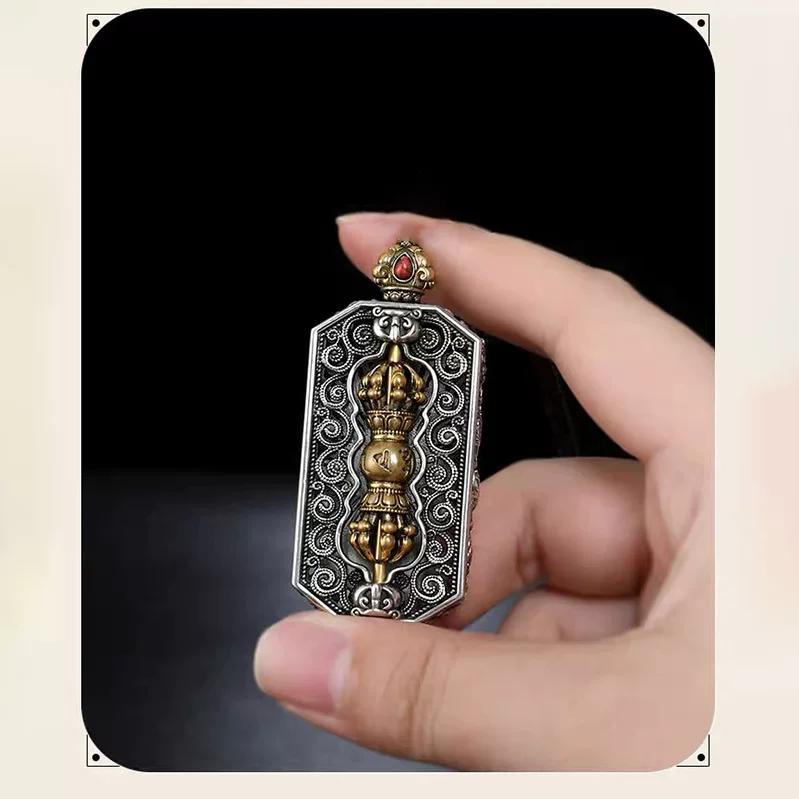 Retro King Kong Pestle Pendant, Auspicious Eight Treasures Pattern Pendant, Square Brand Gawu Box Six-character Mantra Pendant, Jewelry.