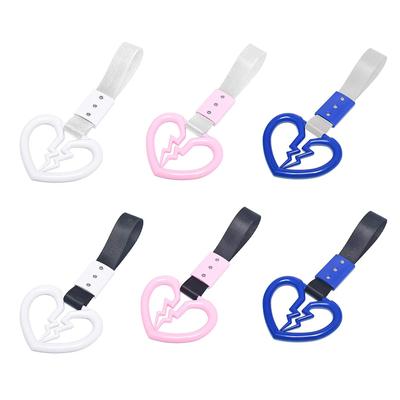Cute Broken Heart Shaped Car Anti-Static Strap Decorative Warning Hanging Ring Car Handle Rear Front Bumper Warning Ring