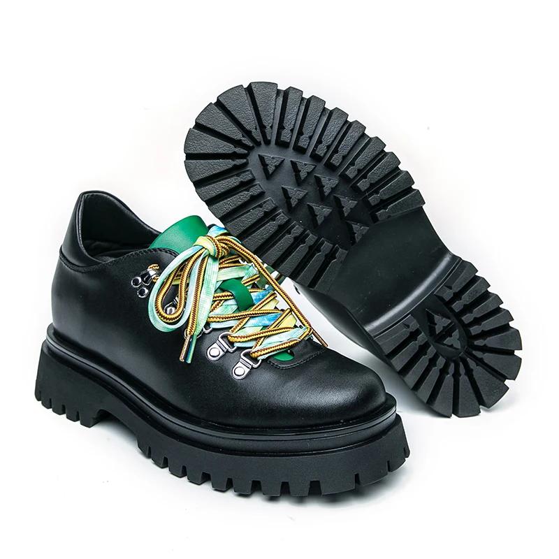 

High Quality 8cm Platform Shoes for Men Leather Casual Shoes Business Fashion Dress Moccasins Mokasin Tenis Designer Sneakers 38 чёрный