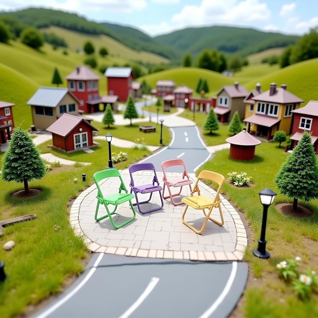 Multicolor Simulation Mini Folding Back Small Chair Model Dollhouse Miniature Plastic Scene Prop Micro Landscape Dollhouse Furniture Mini Chair