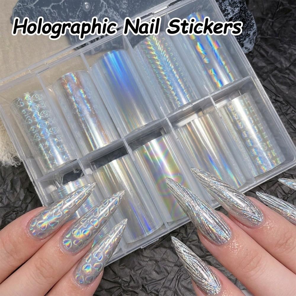 Iridescent Nail Foil Decals Mermaid Nail Decals Fashion Transfer Paper  Nail Decoration