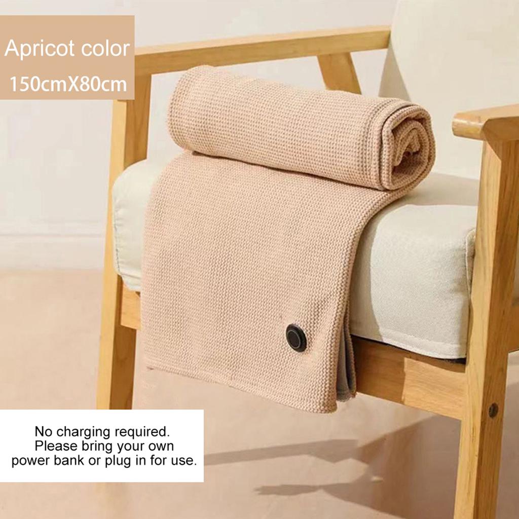 Corded Heated Blanket USB Powered Soft Zipper Shawl Wrap 3 Temperature Adjustment Warm Heating Scarf for Indoor Outdoor