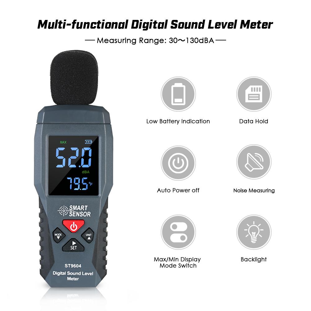 SMART SENSOR Mini Digital Sound Level Meter LCD Display Noise Meter Noise Measuring Instrument Decibel Tester 30 130dBA