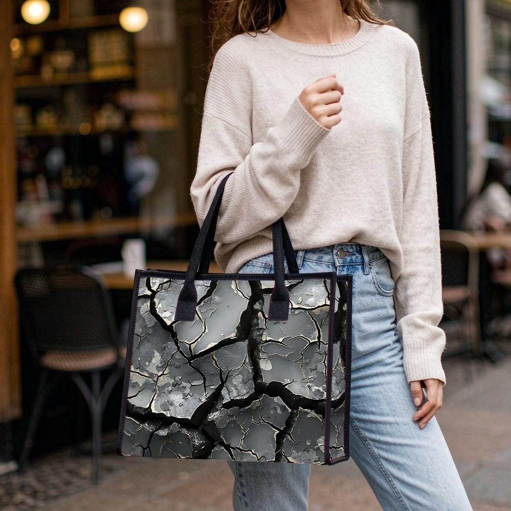 Cracked Pattern Tote Bag Fashion Large Capacity Casual Handbag