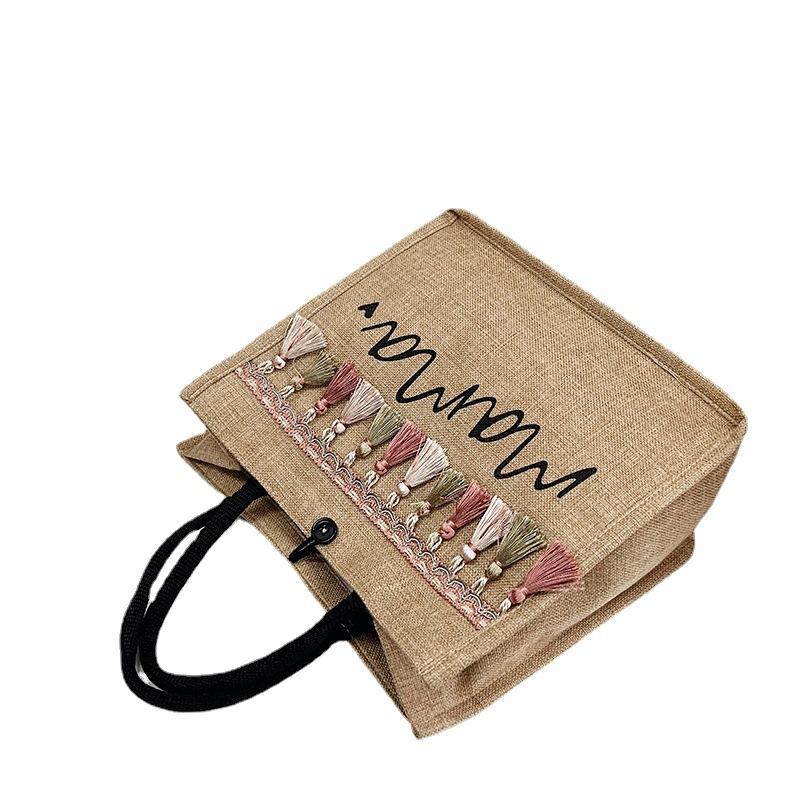 Bag Women's 2025 New Large Capacity Women's Handbag Fashion Linen Su Printed Tote Bag