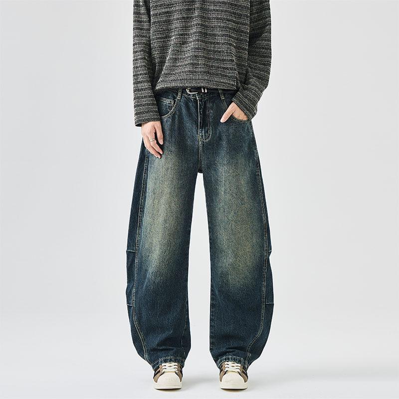 

Мужские джинсы Scimitar в американском стиле хай-стрит, трендовые, с широкими штанинами, повседневные, для осени/зимы S синий