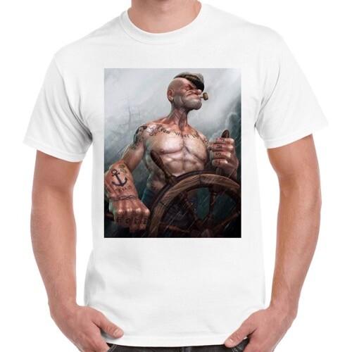 Popeye Sailor Cartoon Fictional Vintage Retro Unisex T-Shirt XXXL