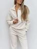 European & American Casual Women's Long-Sleeved Half-Zip Top with Tie-Up Pants Set