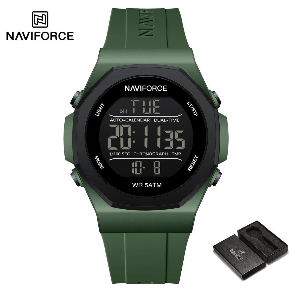 NAVIFORCE Digital Watch for Men Boy Waterproof Silicone Strap LCD Dial Luminous Countdown Boy Men's Sports Multifunctional Watch NF7117