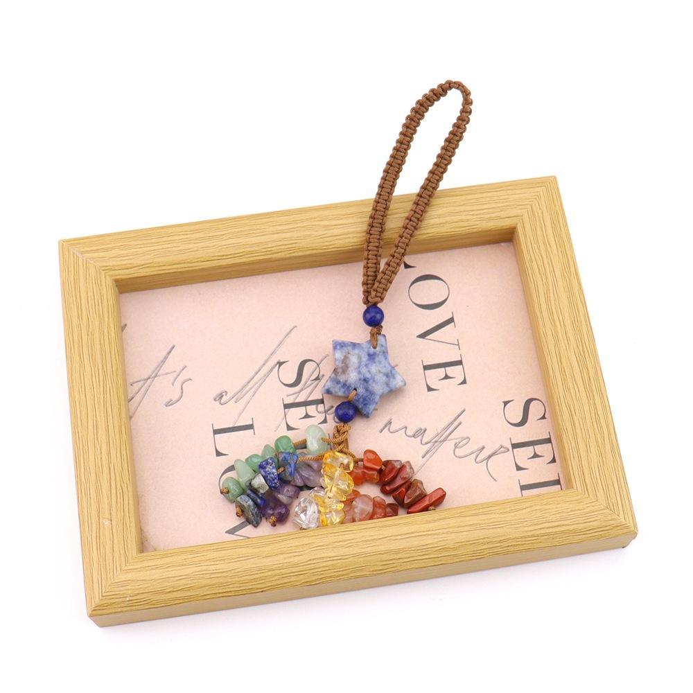 Natural Stone Crystal Hand-Woven Star Bag Accessories Mobile Phone Keychain Bag Pendant Car Pendant G79