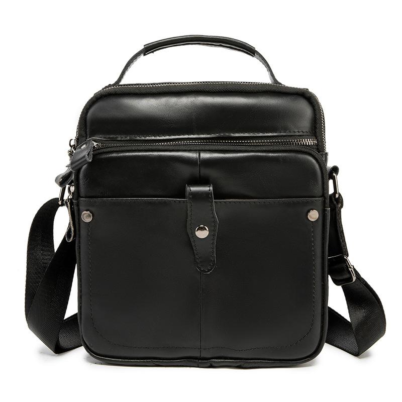 

Новая модная мужская кожаная сумка, вместительная мужская вертикальная сумка на одно плечо, верхний слой из коровьей кожи, сумка-мессенджер 21cm*7cm*25cm чёрный
