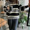 Pullover Knitted Sweater, Striped Top, Women's New Autumn and Winter Models, Thin and Very Fairy Lazy Japanese Soft Milk Sweater