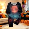 Family Matching Halloween Print Long Sleeve Pajama Set for Parents and Kids