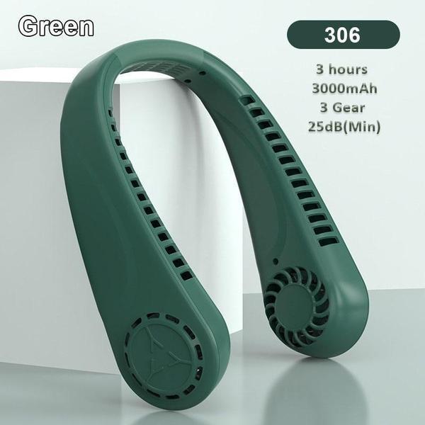 

3/5 скоростей портативный бесшумный шейный вентилятор без лопастей охлаждающий вентилятор дизайн наушников персональный вентилятор регулируемый шейный вентилятор для путешествий стол спальня Fan 306 зелёный