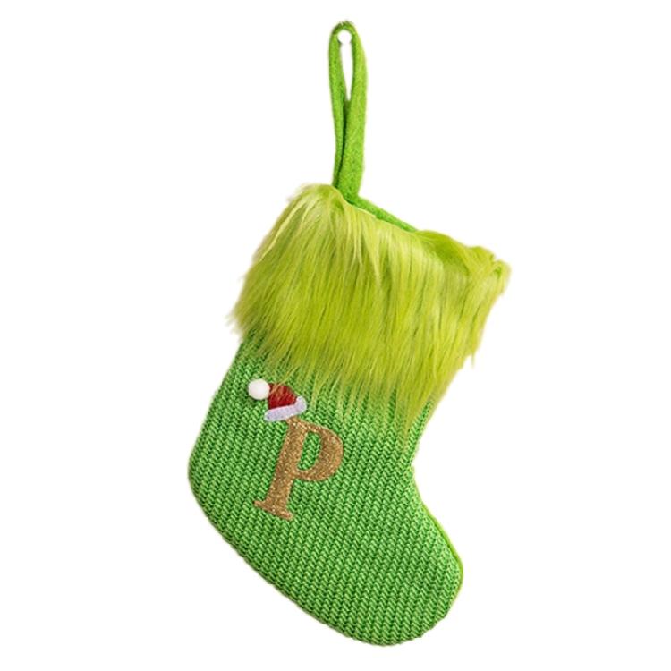 Stylish Embroidered Alphabets Christmas Stocking Knitted Festival Sock for Children Multicolors Holiday Stockings