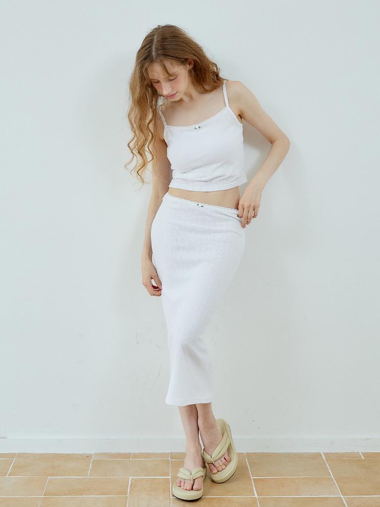 Double Hips Eyelet Long Skirt (Ivory)