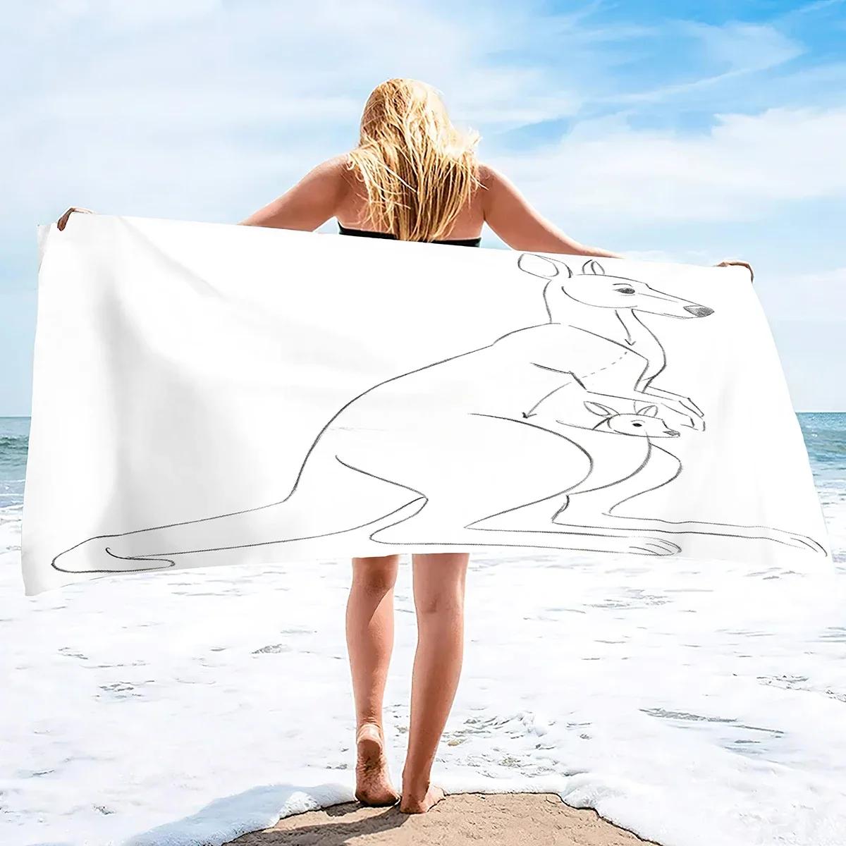 

Beach Towel, Oversized Microfiber Beach Towels for Travel, Quick Dry Towel for Swimmers Sand Proof Beach Towels Kangaroo Pattern W30*H60(CM)