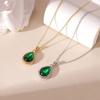 Fashion Accessories Temperament Green Water Drop Pendant Necklace Retro Pendant Necklace Female