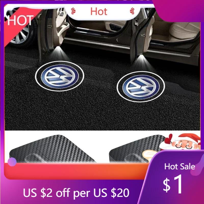 New 1/2pcs LED Welcome Lights Car Door Emblem Projector Lamps For Volkswagen VW R-line GTI R Polo Golf Passat Magotan Tigua