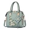 Floral Detail Shoulder Bag, Trendy Zipper Handbag For Work, Casual Crossbody Bag, Women's Floral Decor Purse