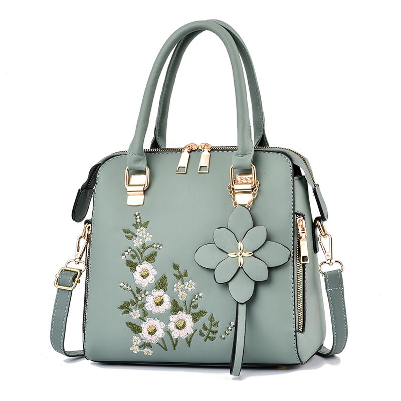 Floral Detail Shoulder Bag, Trendy Zipper Handbag For Work, Casual Crossbody Bag, Women's Floral Decor Purse